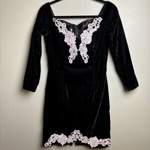 Jessica McClintock Gunne Sax Coquette Mini Dress Size *11 Velvet Lace Whimsigoth
